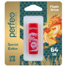 Flash-память Perfeo 64Gb; USB 2.0; Red Dragon (PF-C04RD064)