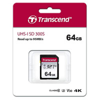 Карта памяти SDXC 64Gb Transcend Class 10 UHS-I U3 V30 (TS64GSDC300S)