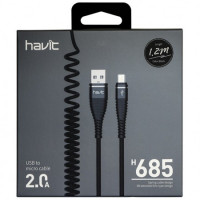 Кабель USB 2.0 to micro USB; 1.2m. спиральный; Havit (H685)