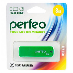 Flash-память Perfeo 8Gb; USB 2.0; Green (PF-C05G008)