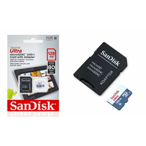 Карта памяти micro SDXC 128Gb SanDisk Ultra  UHS-I CARD + SD-adapter (SDSQUNS-128G-GN6TA)