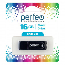 Flash-память Perfeo 16Gb; USB 2.0; Black (PF-C09B016)