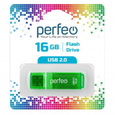 Flash-память Perfeo 16Gb; USB 2.0; Green (PF-C13G016)