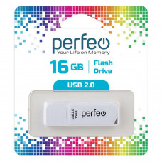Flash-память Perfeo 16Gb; USB 2.0; White (PF-C10W016)