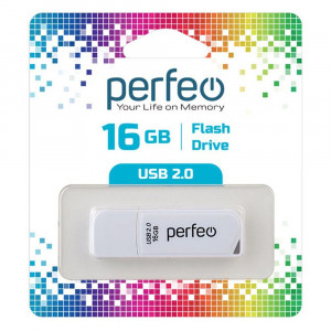 Flash-память Perfeo 16Gb; USB 2.0; White (PF-C10W016)