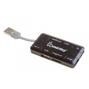 USB разветвитель (HUB) + картридер; 3 порта Smartbuy SBRH-750-K 