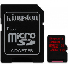 Карта памяти micro SDXC 128Gb Kingston (SDCA3/128GB); UHS-I U3; Class 10; with SD adapter
