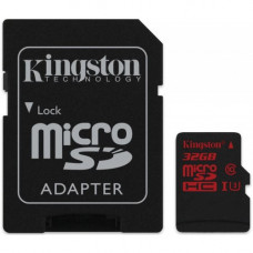 Карта памяти micro SDHC 32Gb Kingston; Class 10 UHS-I; With SD-adapter (SDCA3/32GB)