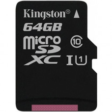 Карта памяти micro SDXC 64Gb Kingston; Class 10 UHS-I; No adapter (SDC10G2/64GBSP)