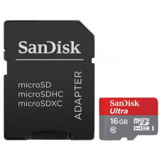 Карта памяти micro SDHC 16Gb SanDisk; Ultra; Class 10; UHS-I U3; With SD-adapter (SDSQUNC-016G-GN6MA)
