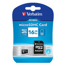 Карта памяти micro SDHC 16Gb Verbatim Premium; Class 10; UHS-1; With SD-adapter (44082)