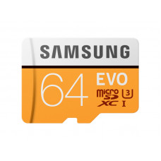 Карта памяти micro SDXC 64Gb Samsung Evo; Class 10; UHS-I U3; With SD-adapter (MB-MP64GA/EU)