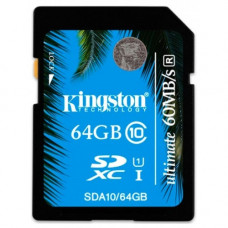 Карта памяти SDXC 64Gb Kingston; Class 10; UHS-I Ultimate 60MB/s (SDA10/64GB)