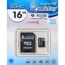 Карта памяти micro SDHC 16Gb Smart Buy; Class 10; with SD-adapter (SB16GBSDCL10-01***)