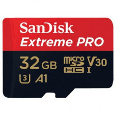 Карта памяти micro SDHC 32Gb SanDisk; Extreme Pro; Class 10; V30 A1 UHS-I U3 R100/W90MB/s 4K; With SD-adapter (SDSQXCG-032G-GN6MA)