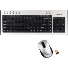 Клавиатура+мышь беспроводная A4Tech 7500N; V-Track; Wireless; USB; Black-Silver