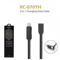 Кабель USB 2.0 to micro USB/Type-C; 2.1A; 1.0m., Remaks (RC-070TH)