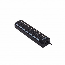 USB разветвители (HUB) Hi-Speed; 7 портов (с подсветкой и кнопками выключения портов); Black
