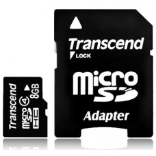 Карта памяти micro SDНС 8Gb Transcend; Class 4; With SD-adapter (TS8GUSDHC4)