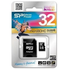 Карта памяти micro SDHC 32Gb Silicon Power; Class 10; with SD-adapter (SP032GBSTH010V10-SP)