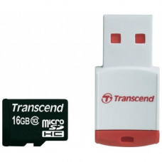 Карта памяти micro SDHC 16Gb Transcend; Class 10; With Card Reader (TS16GUSDHC10-P3)